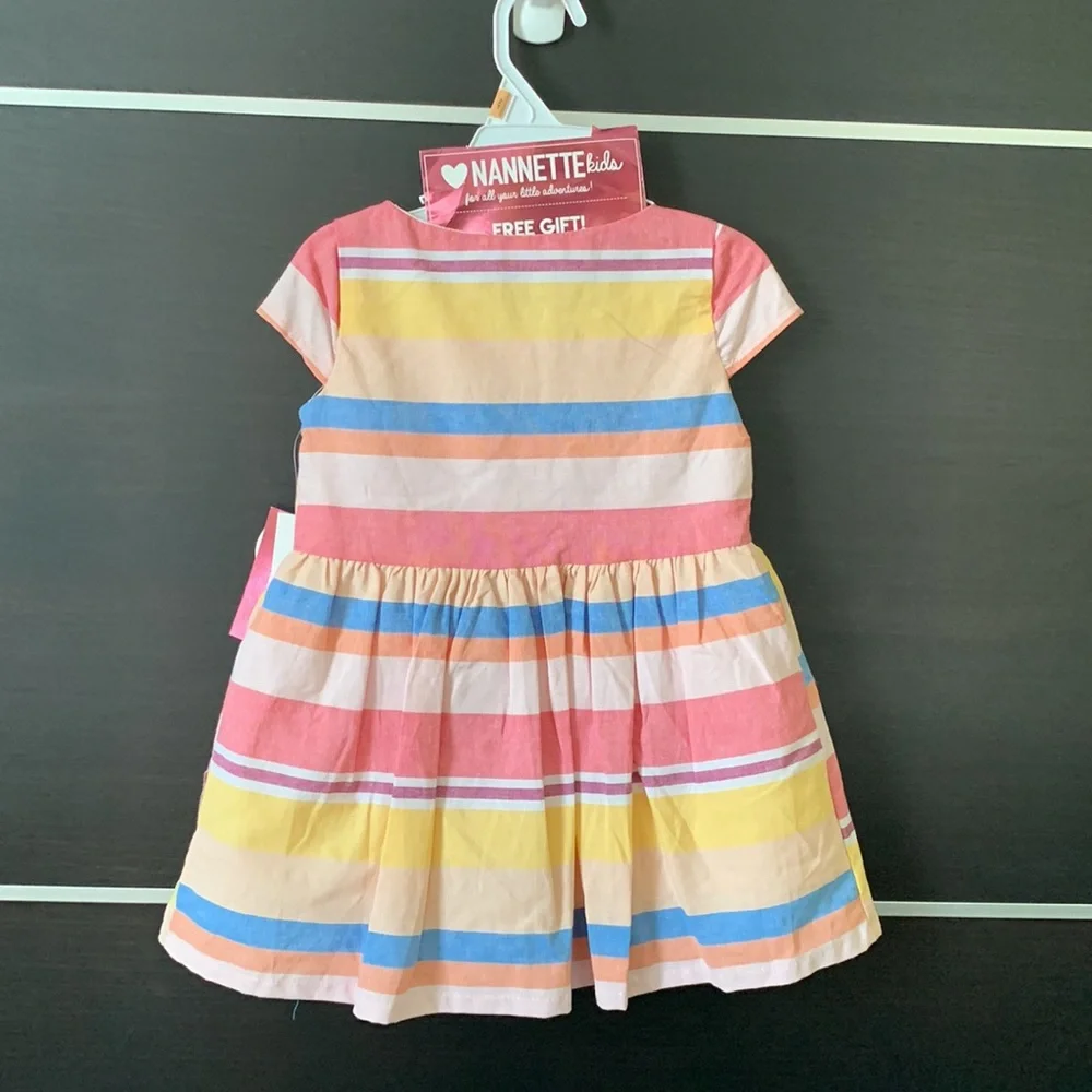 Nannette Kids Toddler Girls Short Sleeve Button Front Dress